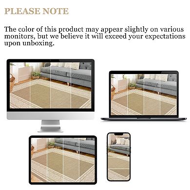 Modern Bordered Area Rugs, Soft Washable Large Geometric Carpet for Living Room Nursery Hallway