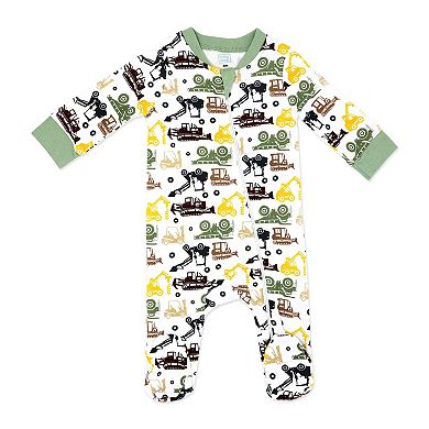 Baby Boys Dirt Magnet Construction 4 Piece Bodysuit, Pants, Footed Sleeper, and Bib Set