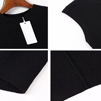 Seoria Women's Mock Neck Sweater Vest, Ribbed Knit Sleeveless Pullover for Casual Summer Tops