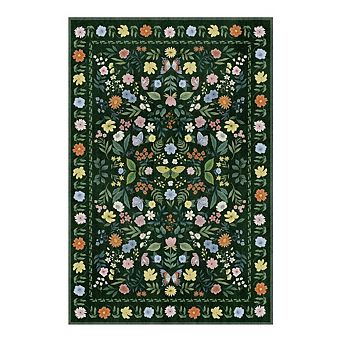 Pastoral Floral Area Rug Ultra Soft Low Pile Machine Washable Non Slip Rug for Living Room Bedroom