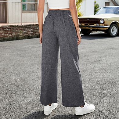 Women's High Waisted Wide Leg Pants Loose Yoga Joggers with Pockets and Drawstring for Lounge