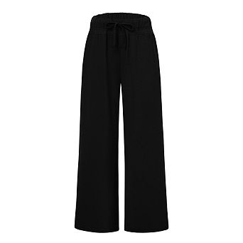 Women's High Waisted Wide Leg Pants Loose Yoga Joggers with Pockets and Drawstring for Lounge