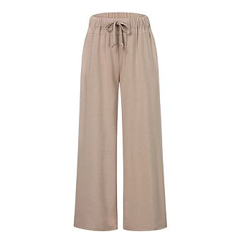 Women's High Waisted Wide Leg Pants Loose Yoga Joggers with Pockets and Drawstring for Lounge