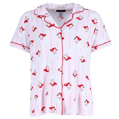 Not a Morning Person Women's Santa Stripe Notch Collar Short Sleeve Pajama Set