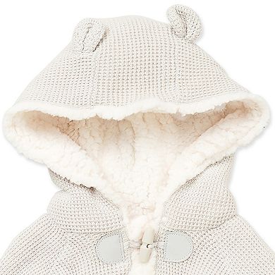 Baby Boys and Baby Girls Cotton Sherpa-Look Toggle Jacket, Light Gray