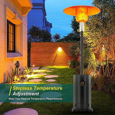 IDEALHOUSE 48000 BTU Outdoor Patio Heater with Table & Wheels, Bronze