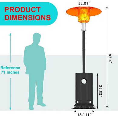 IDEALHOUSE 48000 BTU Outdoor Patio Heater with Table & Wheels, Bronze