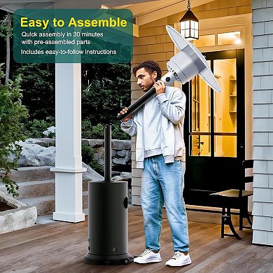 IDEALHOUSE 48000 BTU Outdoor Patio Heater with Table & Wheels, Bronze