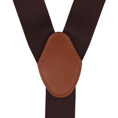 CTM Men's Solid Color Elastic Y-Back Double Clip-End Suspender