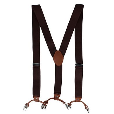 CTM Men's Solid Color Elastic Y-Back Double Clip-End Suspender