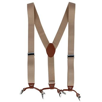CTM Men's Solid Color Elastic Y-Back Double Clip-End Suspender