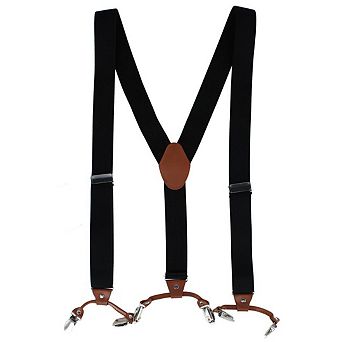 CTM Men's Solid Color Elastic Y-Back Double Clip-End Suspender