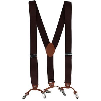 CTM Men's Solid Color Elastic Y-Back Double Clip-End Suspender