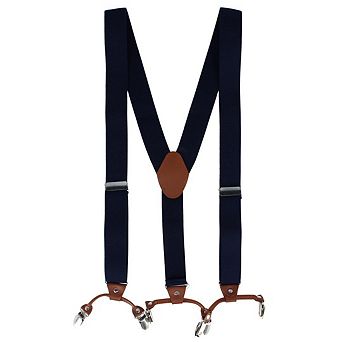 CTM Men's Solid Color Elastic Y-Back Double Clip-End Suspender