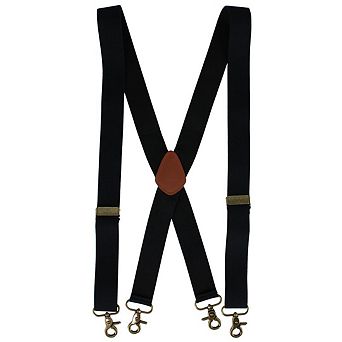 CTM Men's Elastic X-Back Brass Swivel Hook Suspenders