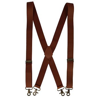 CTM Men's Elastic X-Back Brass Swivel Hook Suspenders