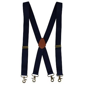 CTM Men's Elastic X-Back Brass Swivel Hook Suspenders
