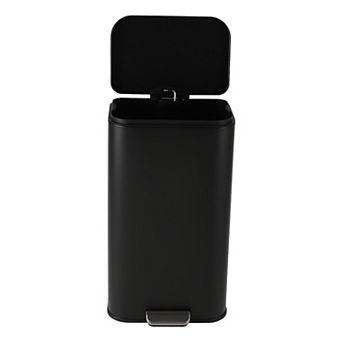 8 Gallon Black Stainless Steel Step-On Trash Can with Soft-Close Lid and Removable Bucket​