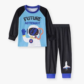 MyKids-USA Spring and Autumn Baby Boys Astronaut Cartoon Pattern Long Sleeves Casual Pajama Set