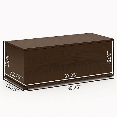 Basicwise Wooden End of Bed Storage Chest with Hinged Lid Multi-Purpose Blanket