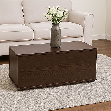 Basicwise Wooden End of Bed Storage Chest with Hinged Lid Multi-Purpose Blanket