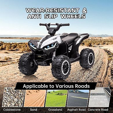 12V Kids Electric ATV, 4-Wheel Ride On Quad Car w/Remote, Dual Drive, High/Low Speeds & Music