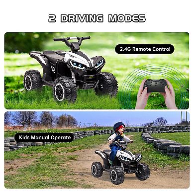 12V Kids Electric ATV, 4-Wheel Ride On Quad Car w/Remote, Dual Drive, High/Low Speeds & Music