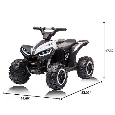 12V Kids Electric ATV, 4-Wheel Ride On Quad Car w/Remote, Dual Drive, High/Low Speeds & Music