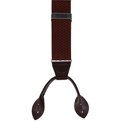 CTM Men's 35mm Wide Elastic and Leather Button-End Suspenders