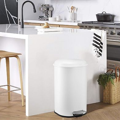 IDEALHOUSE 8 Gallon Square Bathroom Step Trash Can without Inner Liner for Home