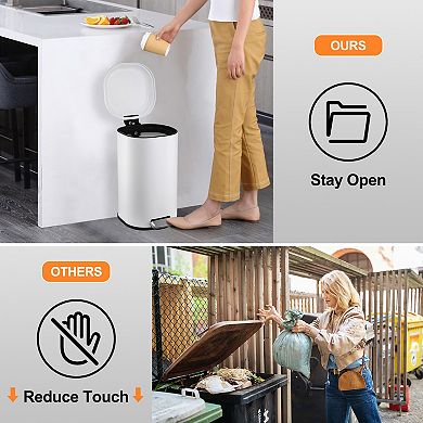 IDEALHOUSE 8 Gallon Square Bathroom Step Trash Can without Inner Liner for Home