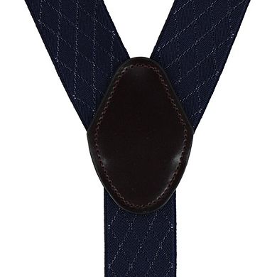 CTM Men's Subtle Diamond Pattern Y-Back Double Clip-End Suspender