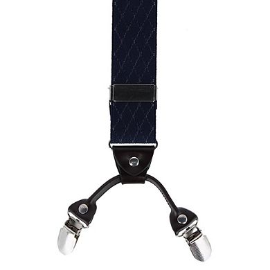 CTM Men's Subtle Diamond Pattern Y-Back Double Clip-End Suspender