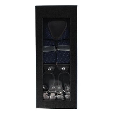 CTM Men's Subtle Diamond Pattern Y-Back Double Clip-End Suspender