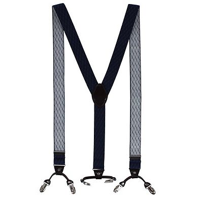 CTM Men's Subtle Diamond Pattern Y-Back Double Clip-End Suspender