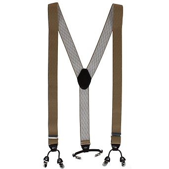 CTM Men's Subtle Diamond Pattern Y-Back Double Clip-End Suspender