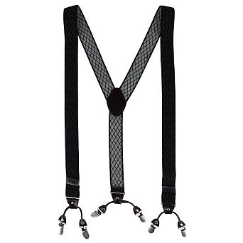CTM Men's Subtle Diamond Pattern Y-Back Double Clip-End Suspender