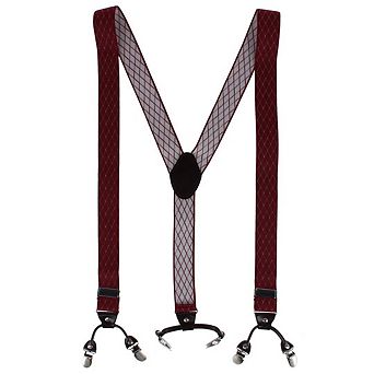 CTM Men's Subtle Diamond Pattern Y-Back Double Clip-End Suspender