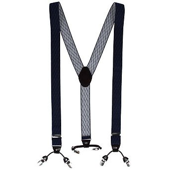 CTM Men's Subtle Diamond Pattern Y-Back Double Clip-End Suspender
