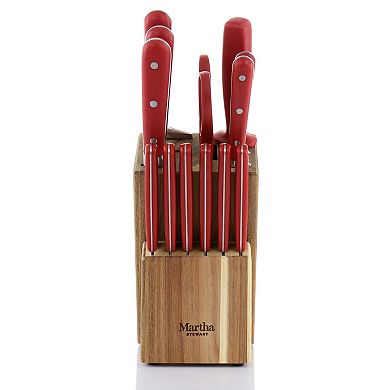 14 Piece Stainless Steel Cutlery Set with Acacia Wood Storage Block