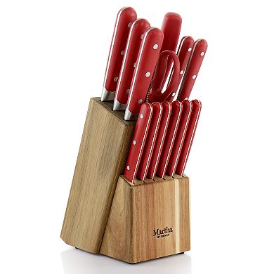 14 Piece Stainless Steel Cutlery Set with Acacia Wood Storage Block