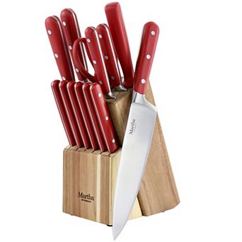 14 pc Stainless Steel Cutlery Set with Acacia Wood Storage Block