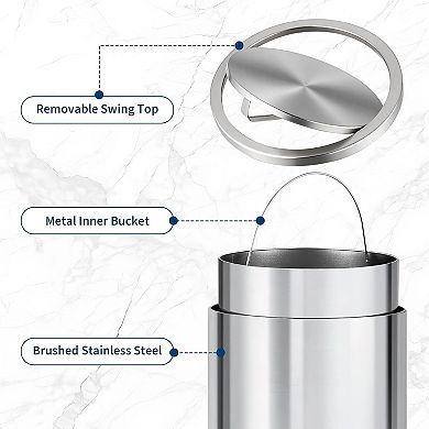 IDEALHOUSE 18.5 Gallon Silver Stainless Steel Kitchen Trash Can 70L for Home or Office