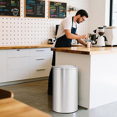 IDEALHOUSE 18.5 Gallon Silver Stainless Steel Kitchen Trash Can 70L for Home or Office