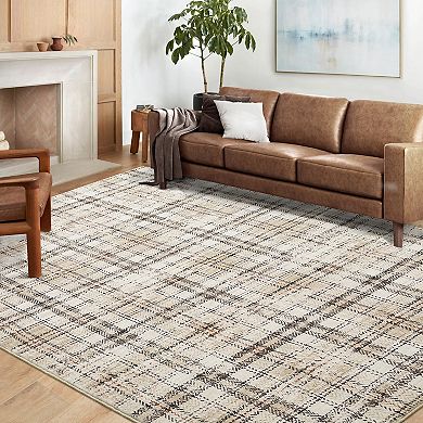 Garvee Modern Geometric Irregular Grid Area Rug Washable Non Slip Floor Cover for Modern Bedroom