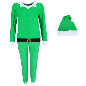 em & alfie Women's Christmas Elf Pajama Set with Matching Hat