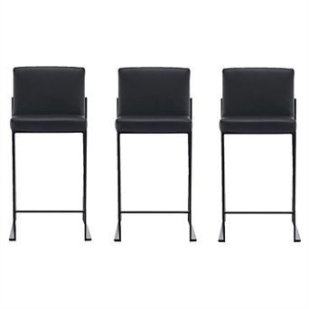 London 26 in Black Low Back Metal Stackable Barstool (Set of 3)