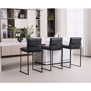 London 26 in. Black Low Back Metal Stackable Barstool (Set of 3)