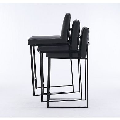 London 26 in. Black Low Back Metal Stackable Barstool (Set of 3)