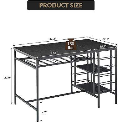 Space-Saving 3-Piece Dining Set: Kitchen Table with 2 Benches, Wine Rack & Storage Shelf